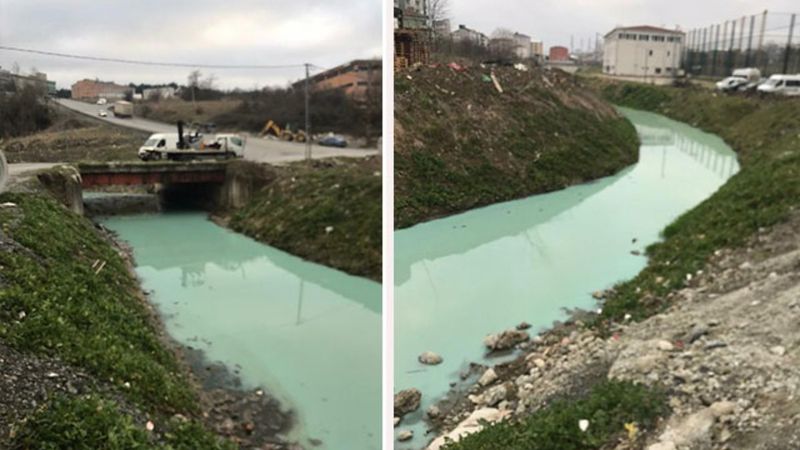 Aranvutköy'de kırmızı akan derenin rengi, farklı tarihlerde de bozuldu