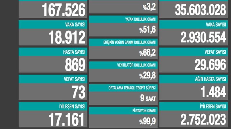 17 Mart Türkiye'nin koronavirüs tablosu
