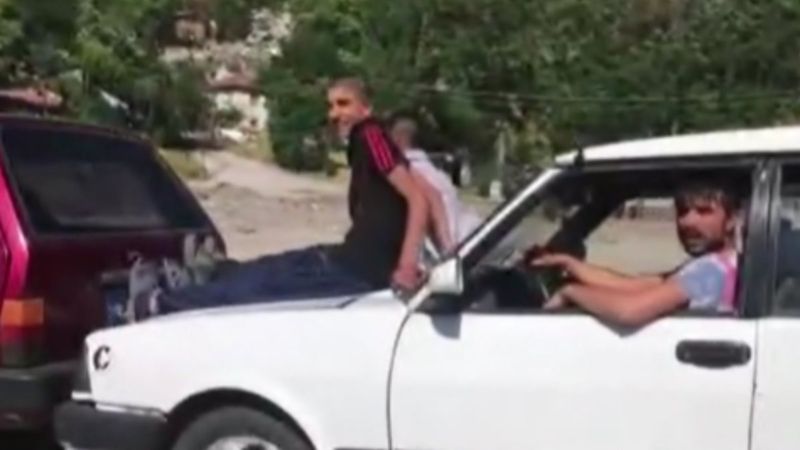 Ankara'da trafikte akılalmaz manzara