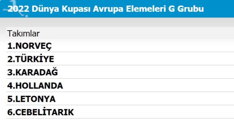 A Milli Takımımızın grubunda son durum