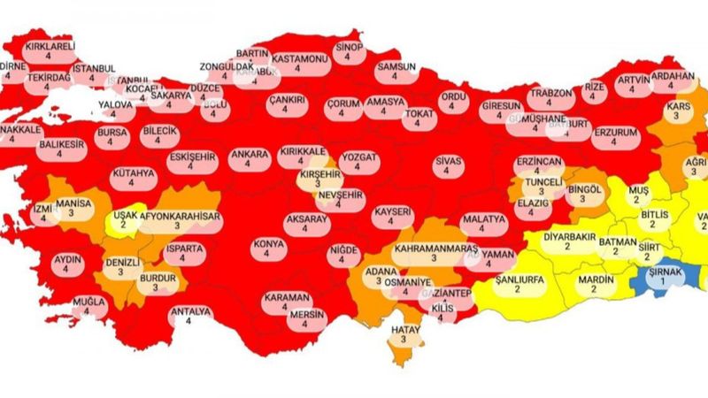 Yeni koronavirüs risk haritası açıklandı