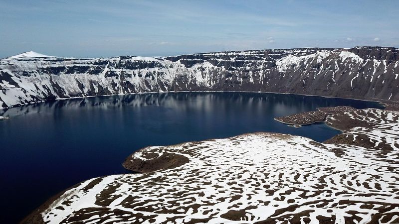 Nemrut Krater Gölü, havadan görüntülendi
