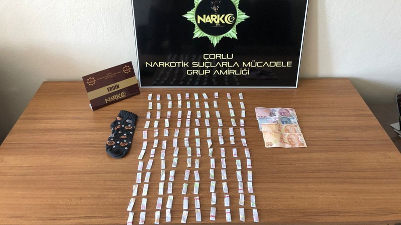 Tekirdağ'da 120 fişek eroin yakalandı