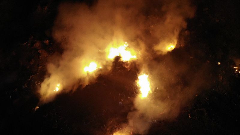 Karabük Belediyesinin çöplüğünde yangın çıktı