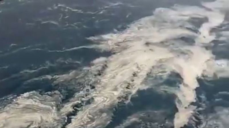 Marmara Denizi'ndeki müsilaj, Çanakkale 1915 Köprüsü'nden görüntülendi