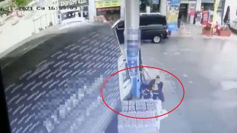 Ankara'da kamyonet yakıt istasyonuna daldı