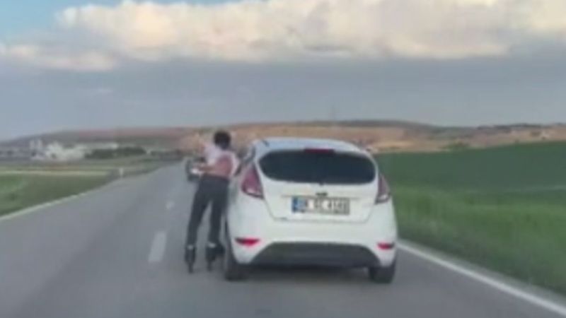 Ankara'daki patenli gencin tehlikeli yolculuğu
