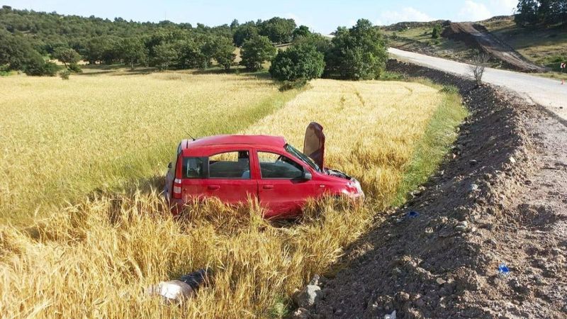 Eskişehir'de otomobil tarlaya devrildi