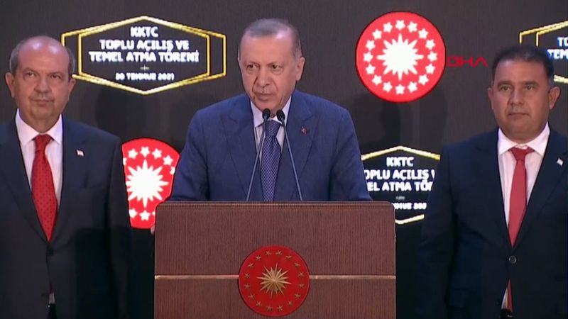 Cumhurbaşkanı Erdoğan, Lefkoşa'da toplu açılış ve temel atma törenine katıldı