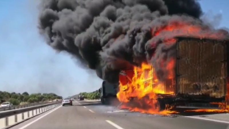 İzmir’de tırda başlayan yangın makilik alana sıçradı