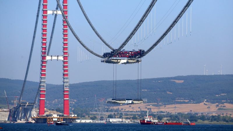 '1915 Çanakkale Köprüsü'nün 3. tabliye montajı başladı
