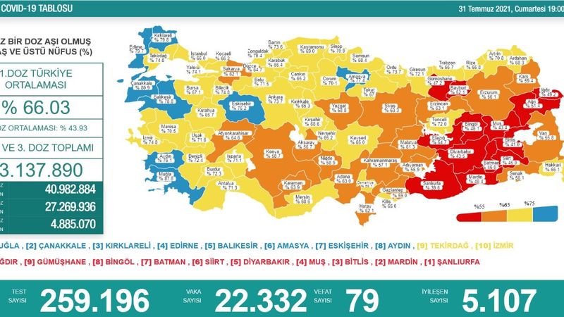 31 Temmuz Türkiye'de koronavirüs tablosu