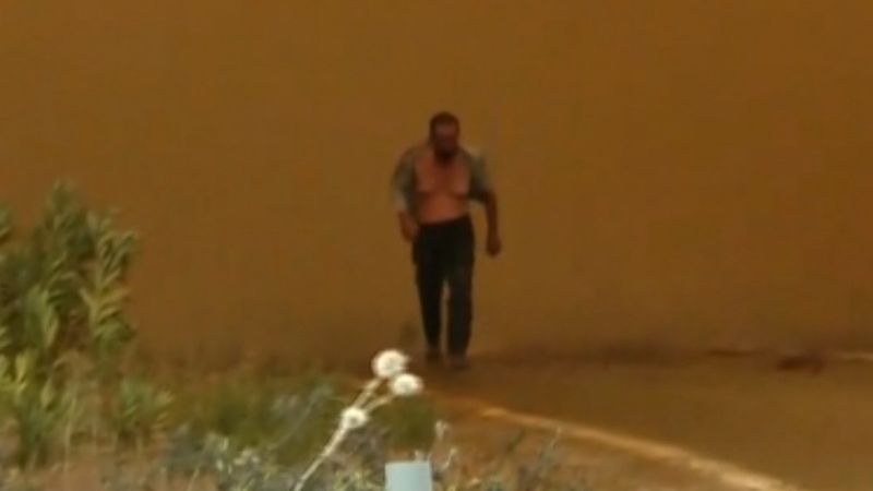 Marmaris’te alevlerin içerisinden bir anda çıktı