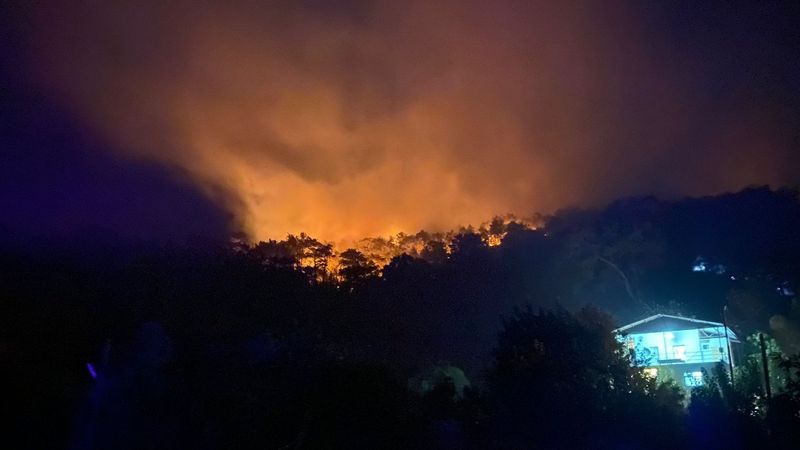 Seydikemer'de hızla yayılan ikinci yangın da kontrol altına alındı