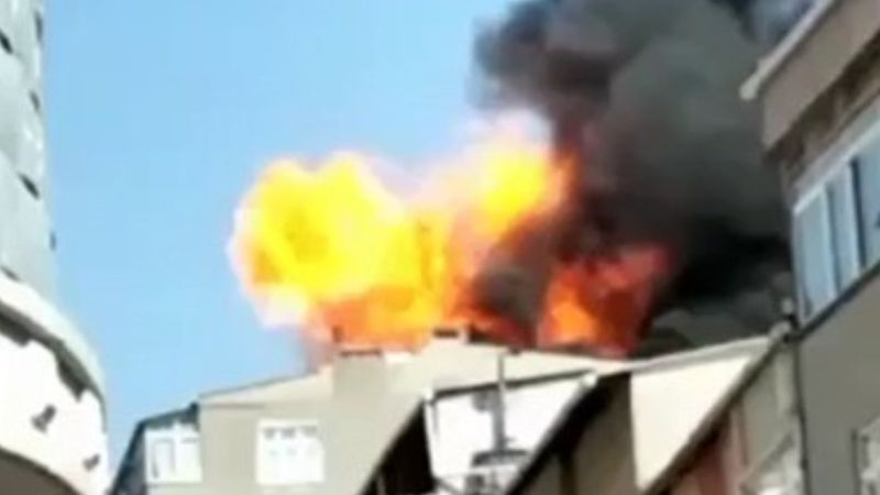 Küçükçekmece'de 5 katlı binada yangın çıktı