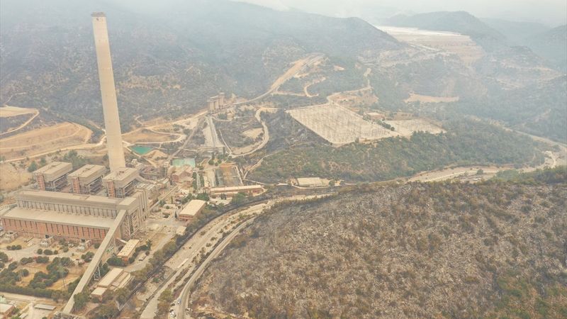 Kemerköy Termik Santrali havadan görüntülendi