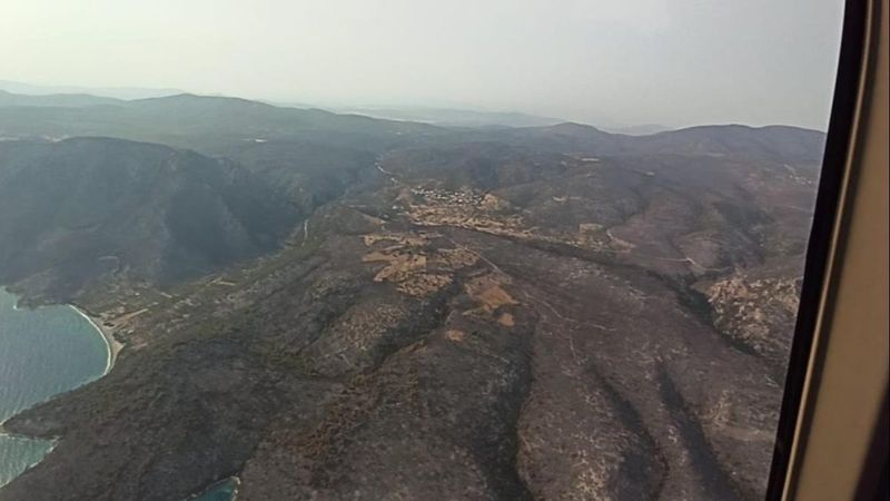 Yangın sonrası Muğla gökyüzünden böyle görüntülendi