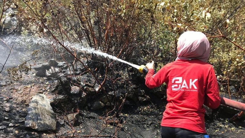 Suriyeliler, yangınlarla mücadele için Türkiye'ye geldi