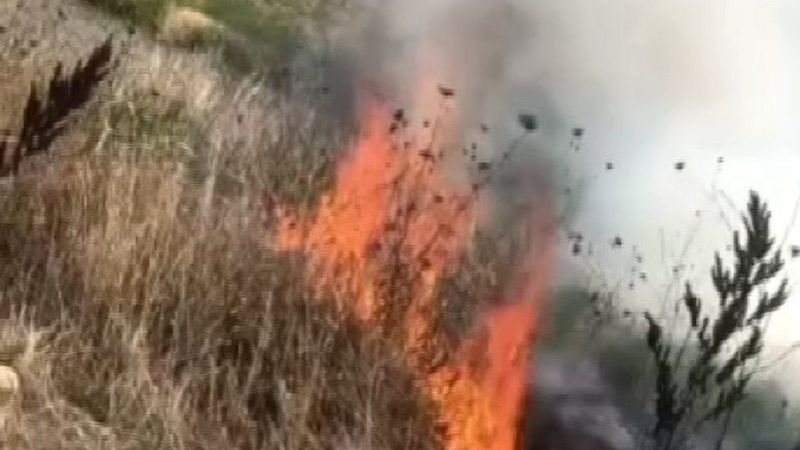 Bursa’da yol kenarındaki yangını sürücüler söndürdü
