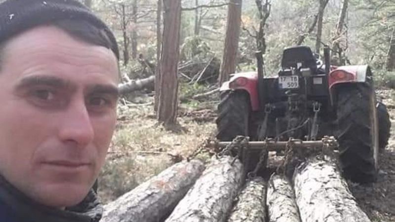 Çanakkale'deki orman işçisinin üzerine tomruk düştü