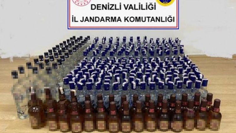 Denizli'de 338 şişe kaçak içki yakalandı