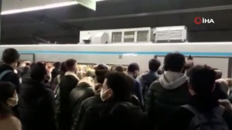 İstanbul'da metro seferleri az olunca, yolcular metroya binemedi