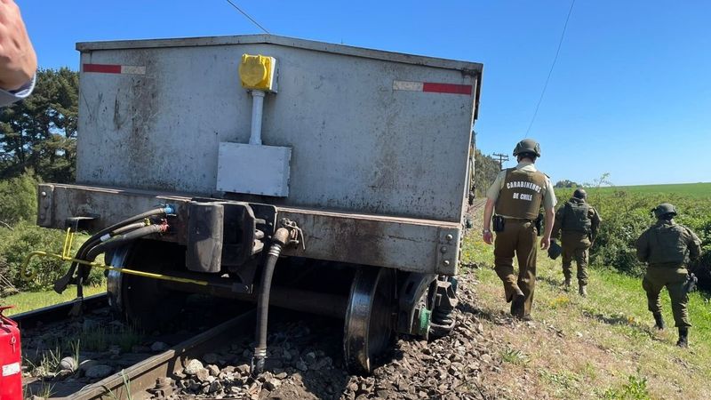 Şili’de raydan çıkan yük treni ateşe verildi