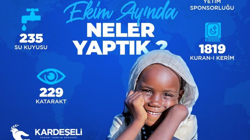 Kardeş Eli Derneği Ekim ayında gerçekleştirdiği yardım detaylarını açıkladı