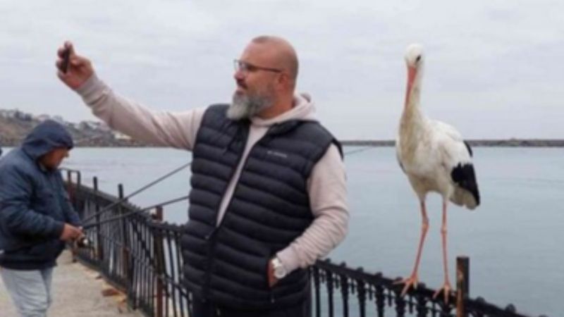 Tekirdağ'da göçmeyi unutan leylek, vatandaşlarını ilgi odağı oldu