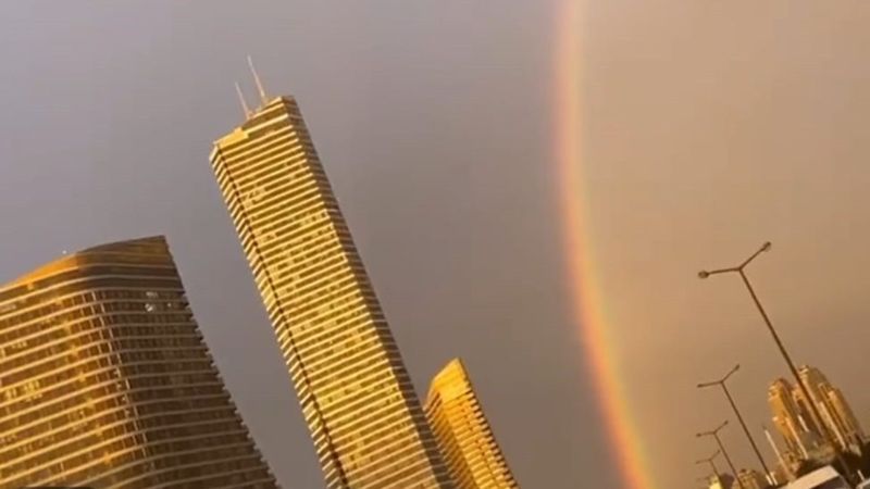 İstanbul'da fırtınayla birlikte gökkuşağı çıktı