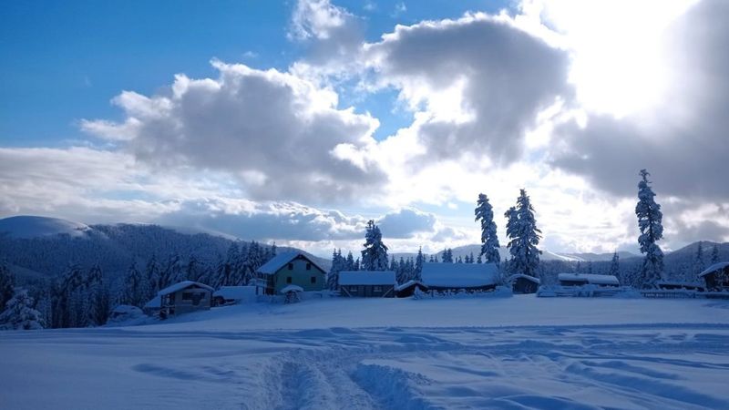 Düzce'deki kar manzarasını gören iki arkadaşın şaşkınlığı