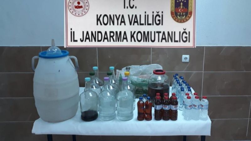 Konya'da sahte içki üretilen eve baskın