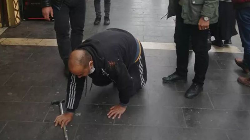 Gaziantep'te dilenci, zabıtayı görünce ayağa kalktı