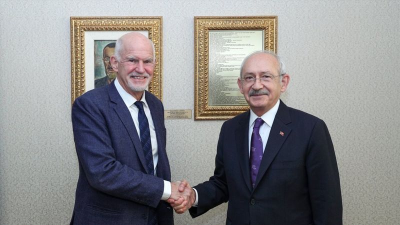 Kemal Kılıçdaroğlu, eski Yunanistan Başbakanı Papandreu'yu kabul etti