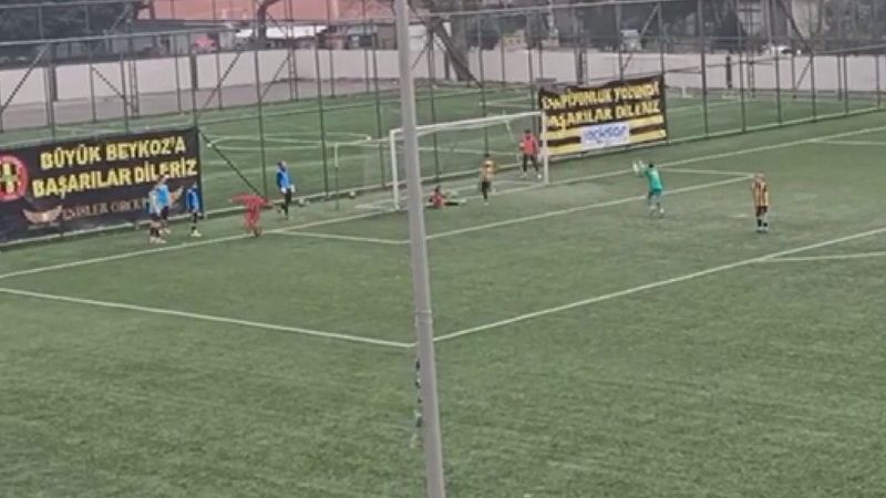 Amatör maçta ilginç olay: Top toplayıcı çocuk golü kurtardı