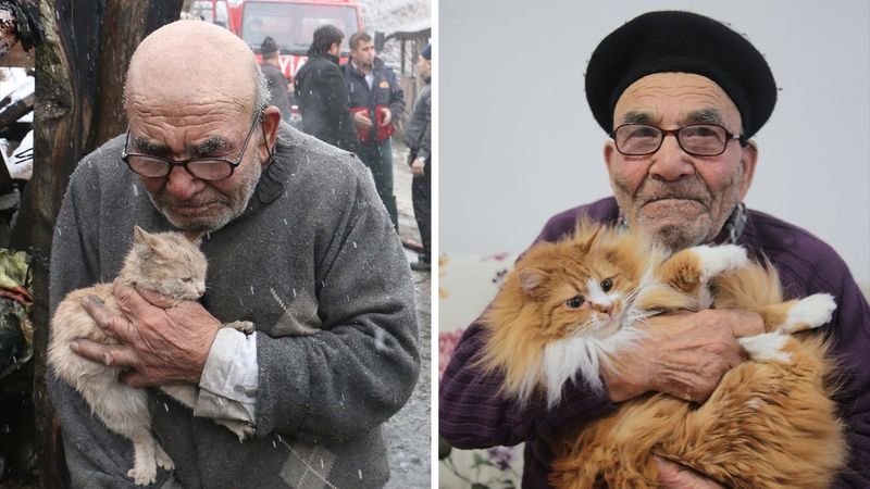 Bolu'da yangından kedisiyle kurtulan 'Ali Dede'nin son hali