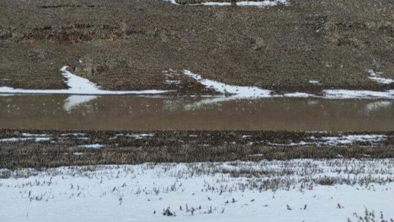 Kars'ta karların erimesiyle şelale oluştu