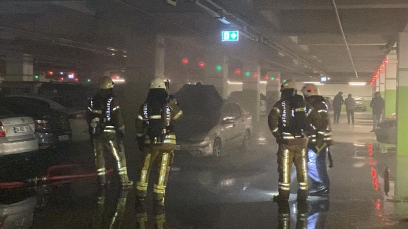 Büyük Çamlıca Camii otoparkında yangın