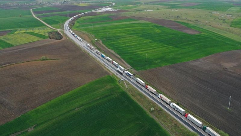 Hamzabeyli Sınır Kapısı'nda tır kuyruğu