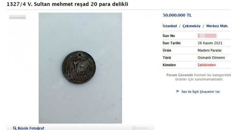 İnternette satılan Osmanlı paraları için milyonlar istendi