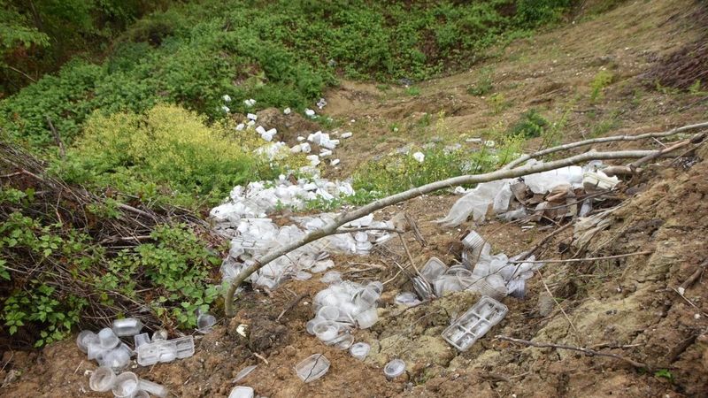 Sinop'ta ormana atılan çöplere vatandaşlardan tepki