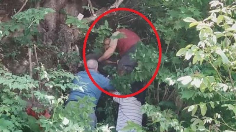 Rize'de uçuruma yuvarlanan yaşlı adama doğa sporcusu ulaştı