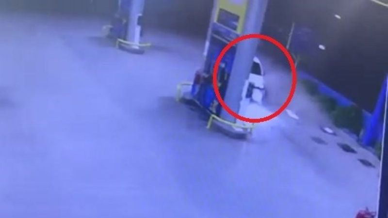 Bursa'da kazadan kaçan sürücü benzinliğe girdi