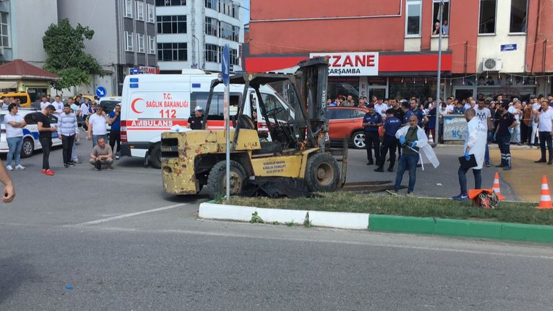 Samsun'da forkliftin ezdiği anne öldü, oğlu yaralandı