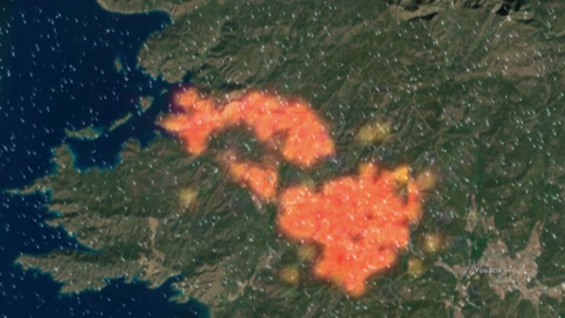 Marmaris yangınının uydu görüntüleri