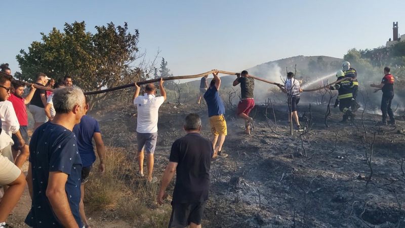Datça'da otluk alanda çıkan yangın söndürüldü