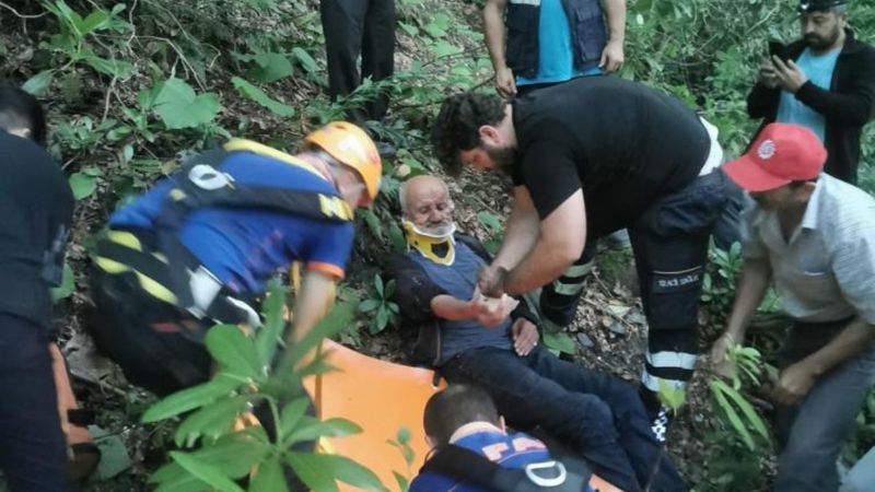 Sakarya'da mantar toplamak isteyen bir kişi  570 metreden dere yatağına yuvarlandı