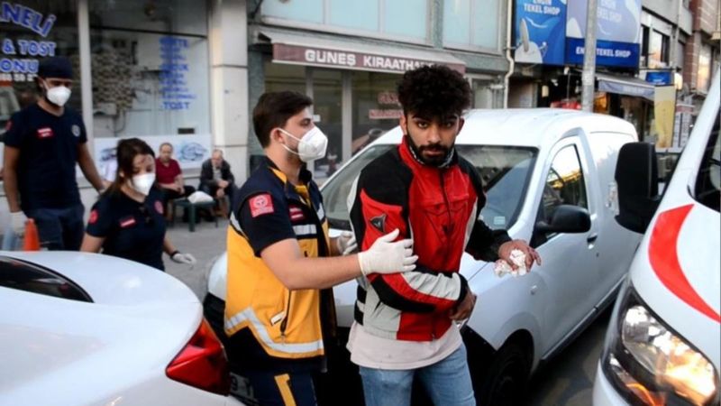 Tekirdağ'da kaza yapan motosiklet sürücüsü isyan etti