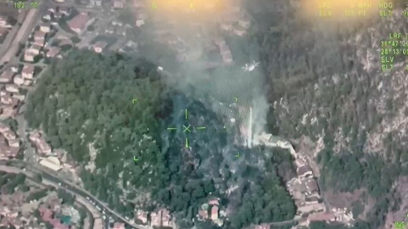 Marmaris yangınının havadan görüntüsü