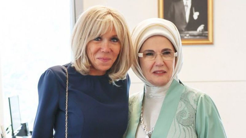 Emine Erdoğan, Fransız First Lady Macron ile Türkevi'nde buluştu